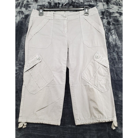 INC International Concepts Cargo‎ Pants Womens Size 4 Gray Pockets Flat Front - Picture 1 of 15